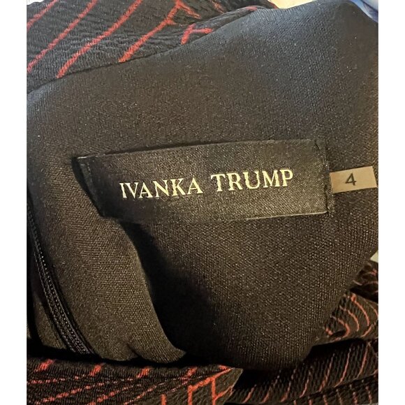 Ivanka Trump Mock Neck Long Sleeve Black and Red Dress Flare A-line Dress Size 4 - Picture 7 of 8